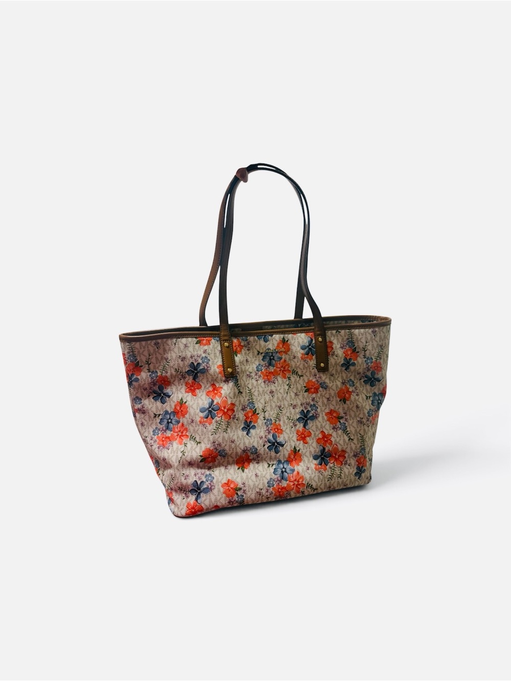 Michael Kors Floral Canvas Tote in with Orange & Blue Flowers